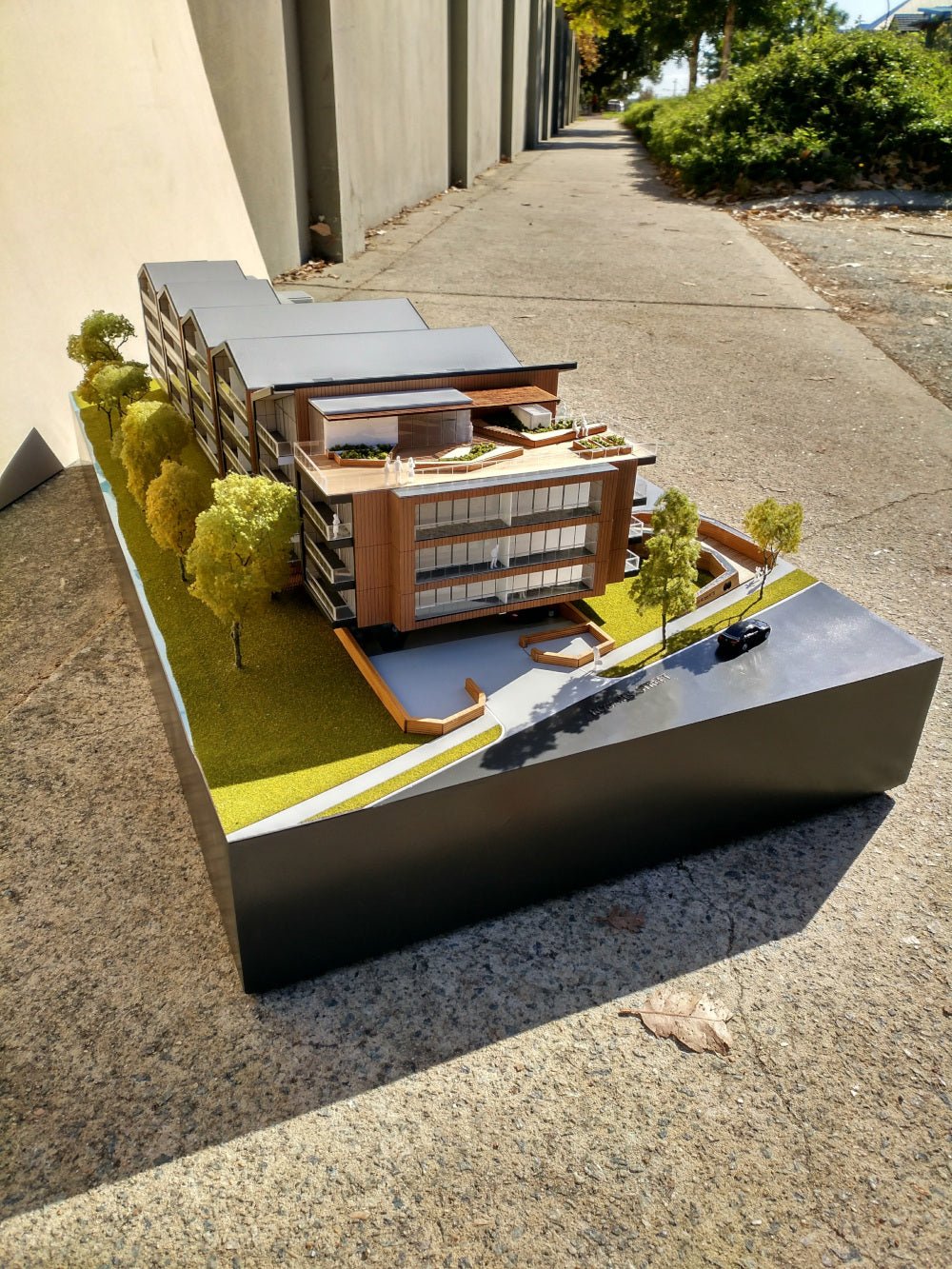 Celad Model Case Study - Timber clad Apartments model | The Model Shop